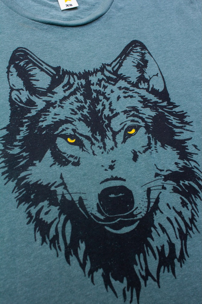 the "mother wolf" graphic tee on vintage green