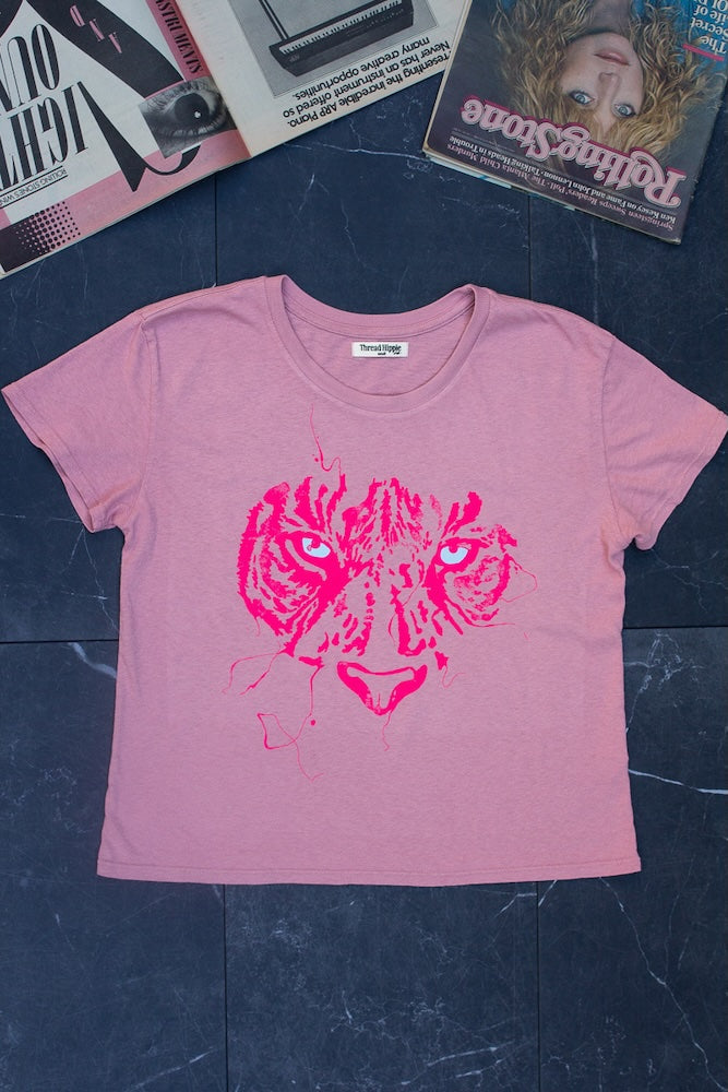 the "tigress" graphic tee on pink