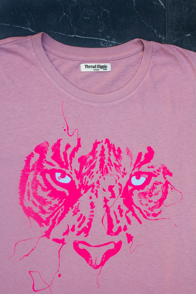 the "tigress" graphic tee on pink