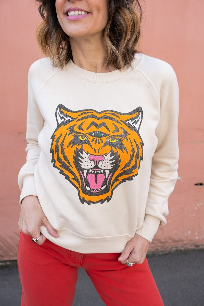 the "cosmic tiger" vintage wash sweatshirt on white