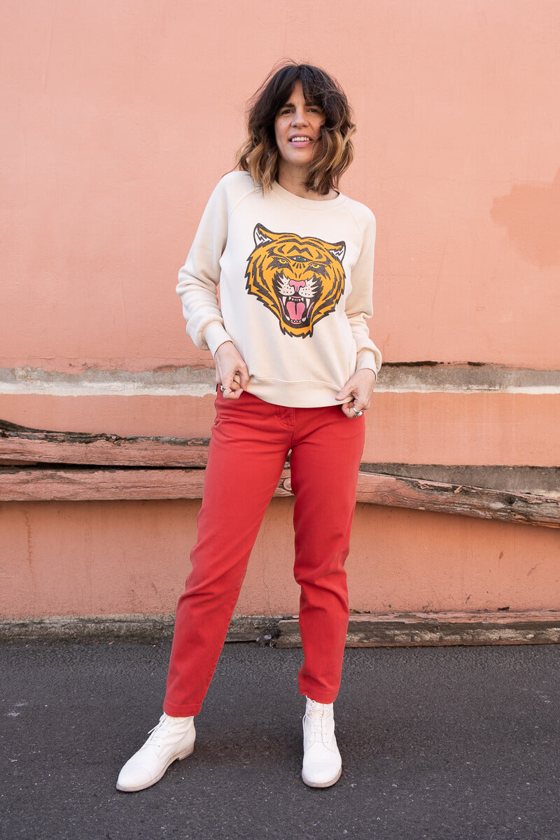 the "cosmic tiger" vintage wash sweatshirt on white