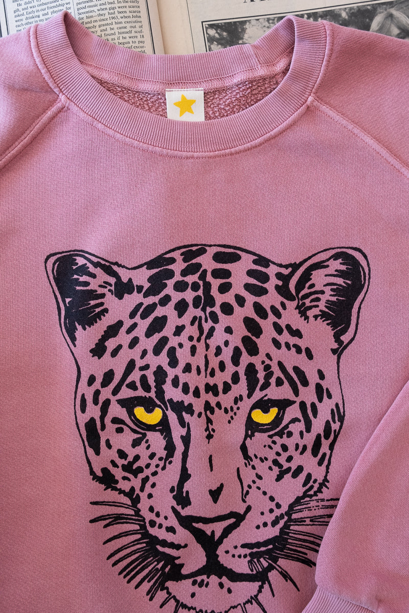 the "snow leopard" vintage wash sweatshirt on pink