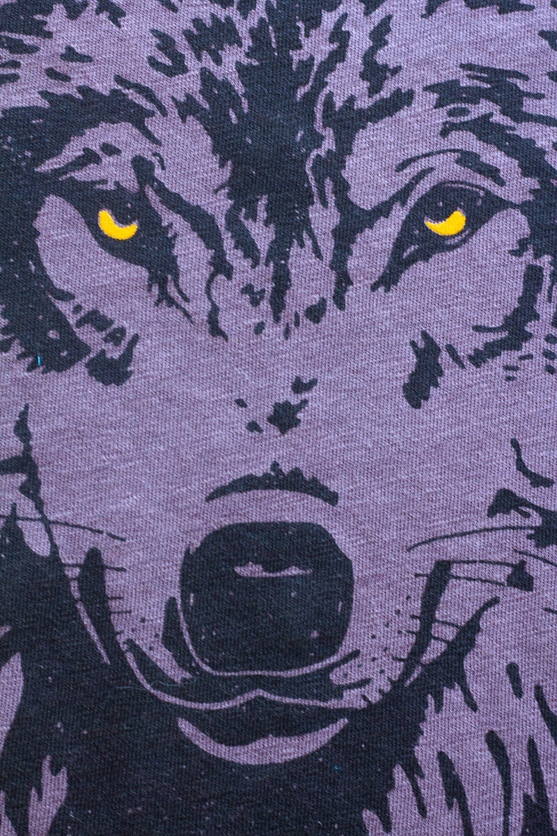 the "mother wolf" graphic tee on purple