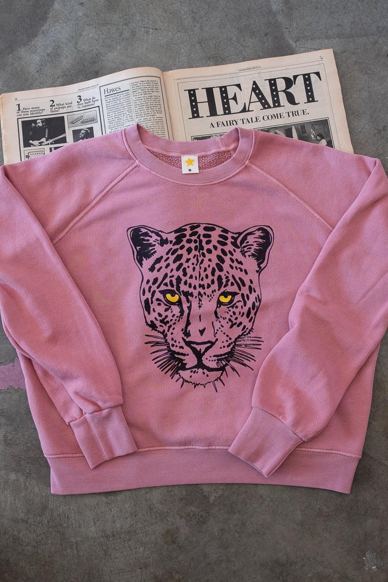 the "snow leopard" vintage wash sweatshirt on pink