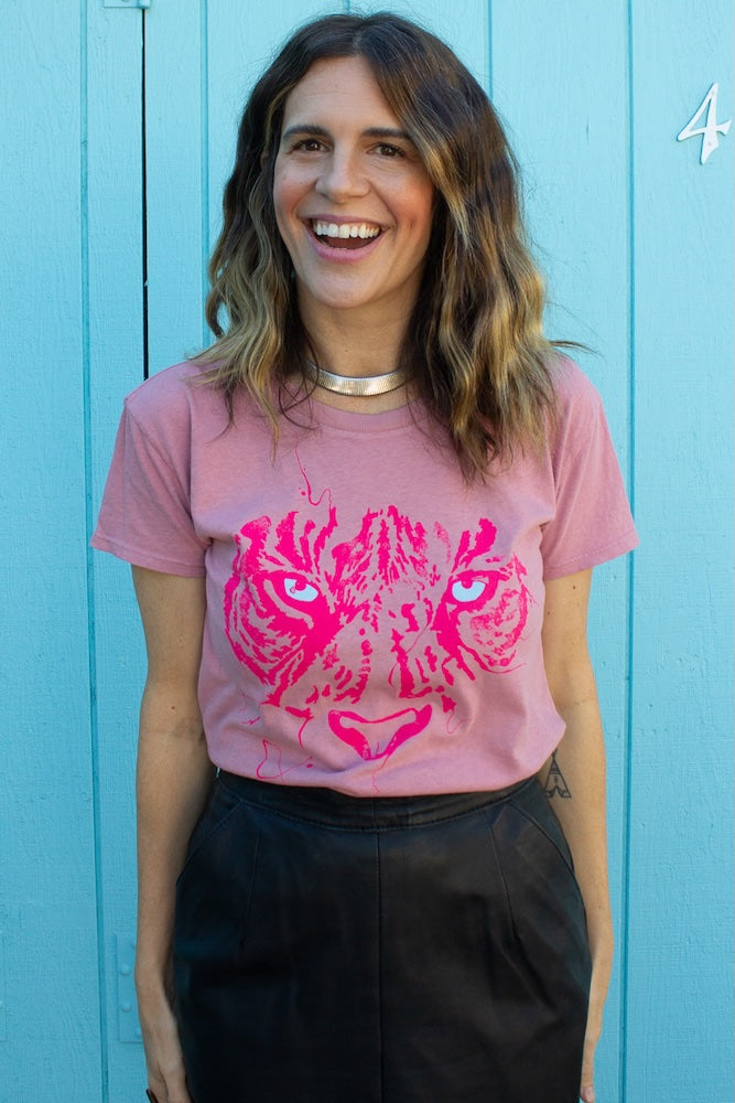 the "tigress" graphic tee on pink